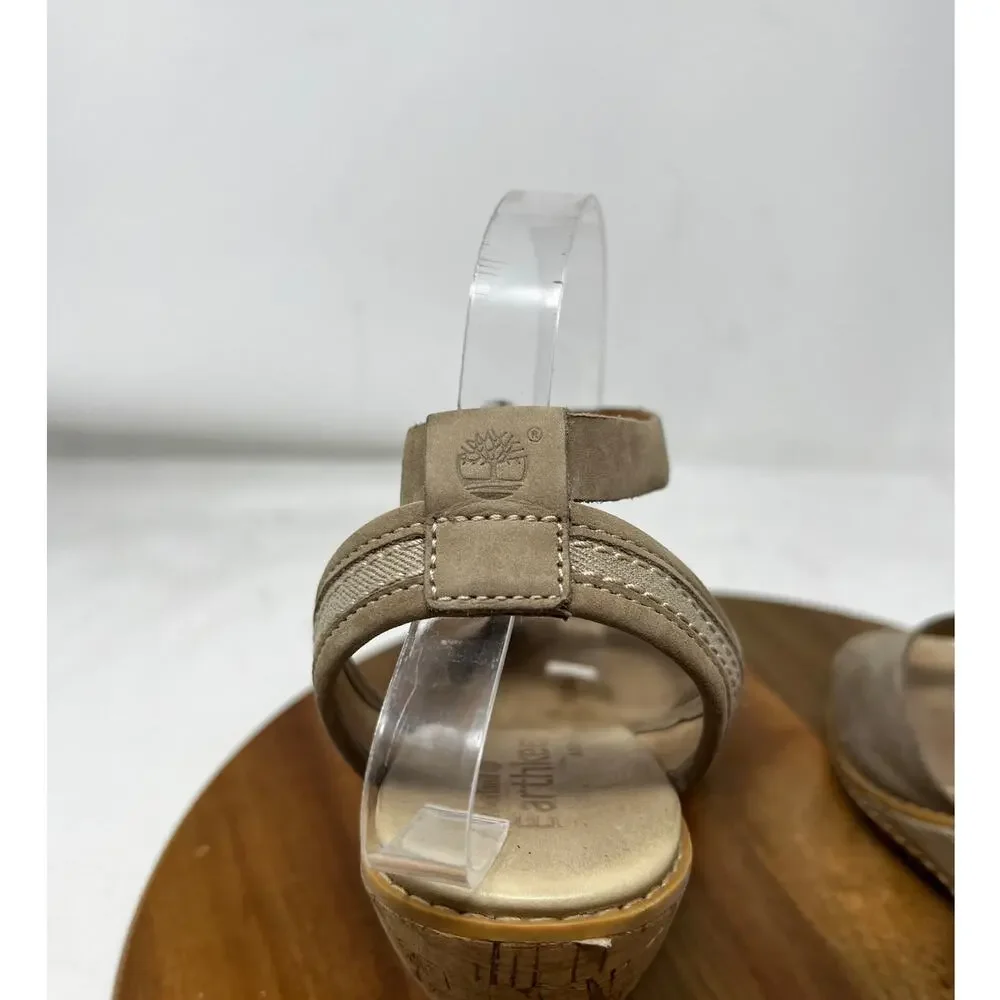 Timberland‎ Sandals  EARTHKEEPERS Maeslin Tan Leather Cork Wedge Sandals Size 10